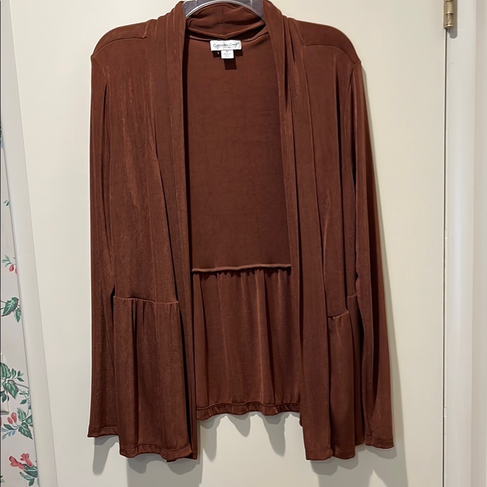 Brown Open Front Cardigan